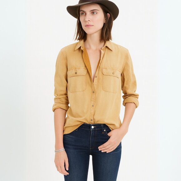 Madewell Tops - MADEWELL Tomboy Work Shirt in Yellow Denim 100% Cotton SZ S